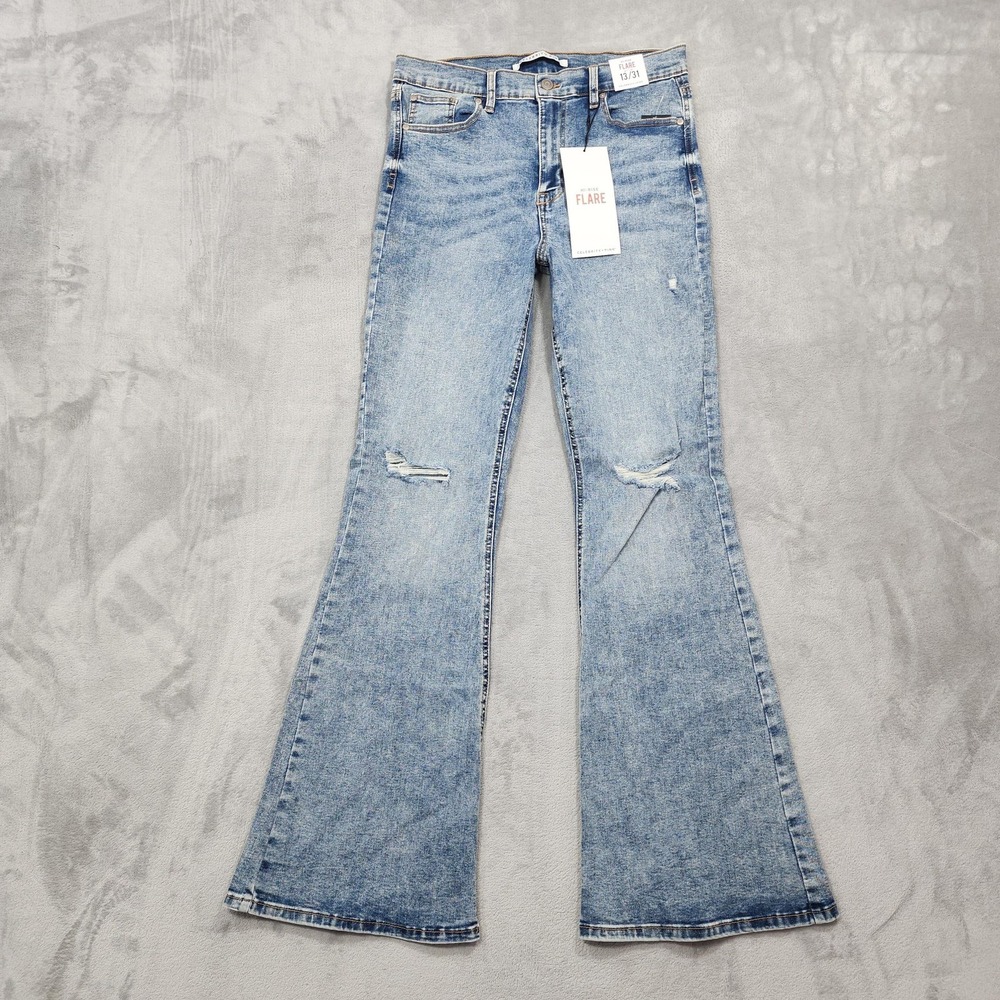 NEW Celebrity Pink Jeans Womens 13/31 Juniors Blue High Rise Flare Acid Wash